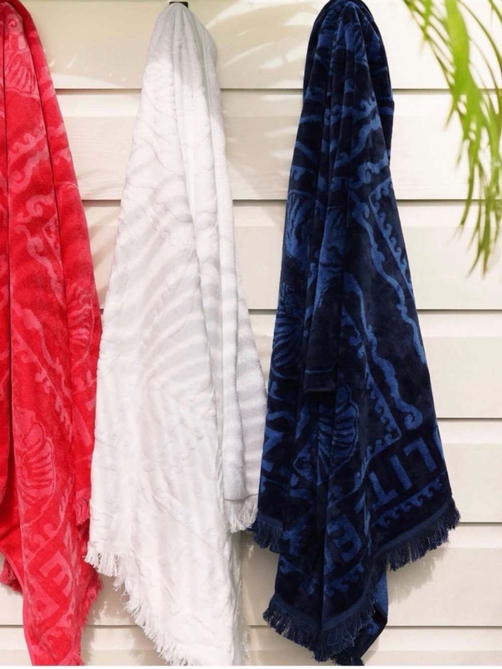 Lilly Pulitzer Navy, White & Coral Plush Beach Towels Set of Three